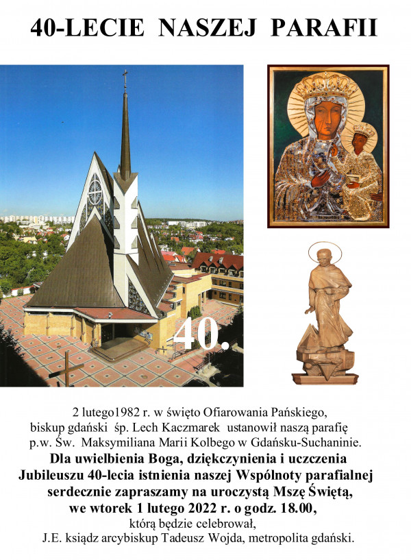 40-LECIE  NASZEJ  PARAFII.  KRZYŻ  JAKO  WOTUM  DZIĘKCZYNIENIA .