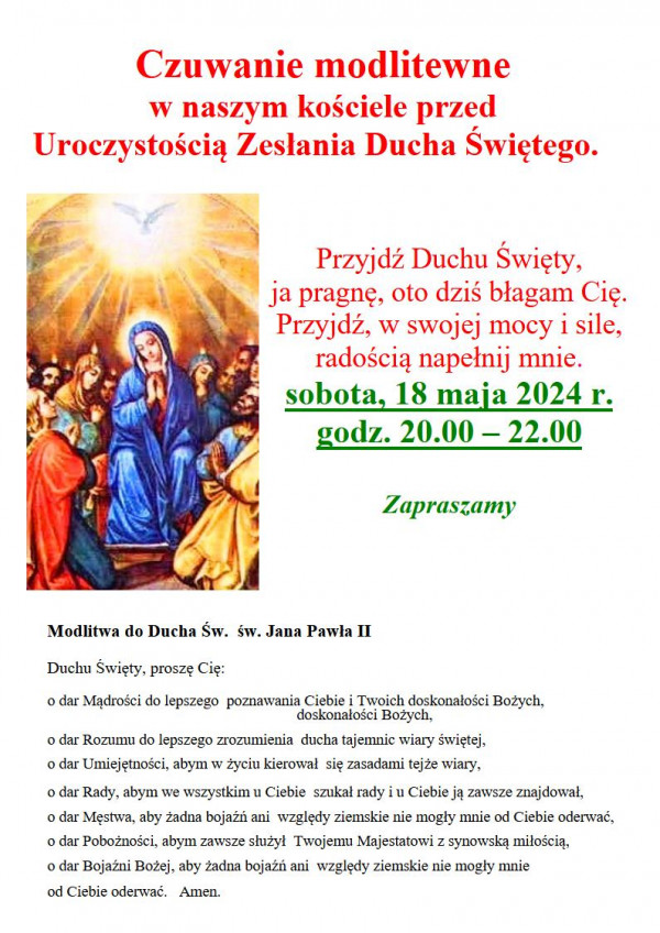 UROCZYSTOŚĆ   ZESŁANIA   DUCHA   ŚWIĘTEGO