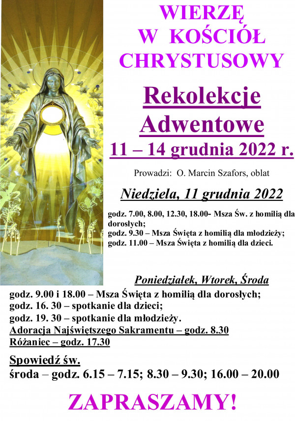 REKOLEKCJE   ADWENTOWE