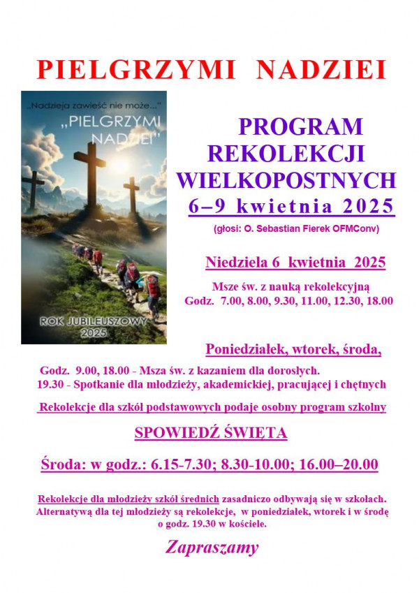 REKOLEKCJE   WIELKOPOSTNE